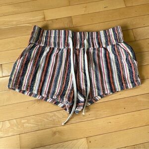 Free People Women's Striped Shorts Wide Waistband Cotton Rayon Size Small S